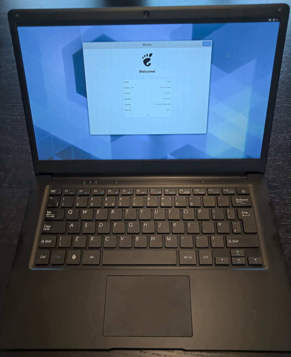 GNOME Initial Setup running Pinebook Pro